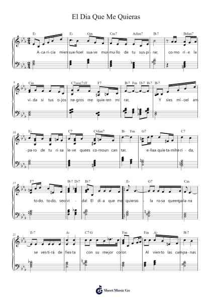 El Dia Que Me Quieras Sheet Music by Carlos Gardel-Arr.Huce Earlville