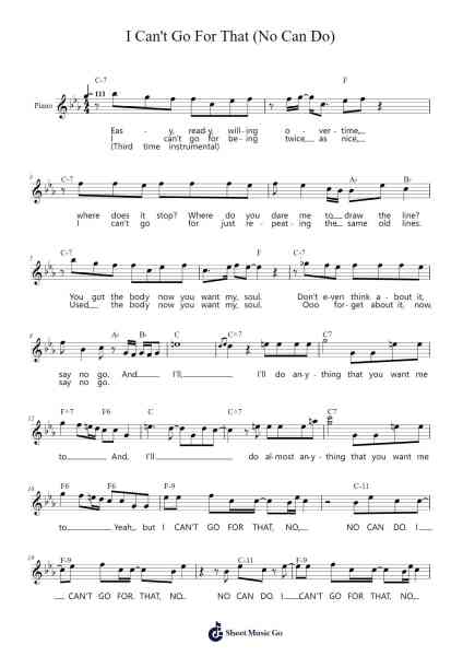 I Can't Go For That (No Can Do) Sheet Music by Daryl Hall/John Oates-Arr.Blairharte Titess