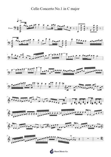 Cello Concerto No. 1 in C Major, Hob. VIIb/1: I. Moderato Sheet Music by Joseph Haydn-Arr.Atkuk