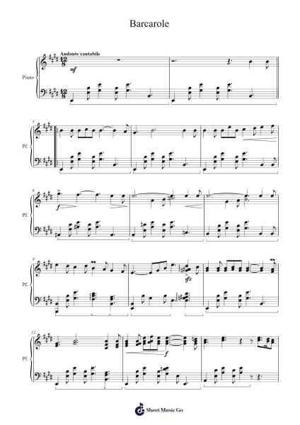Barcarole Sheet Music by Alessio Marchi Beldì-Arr.Ninah