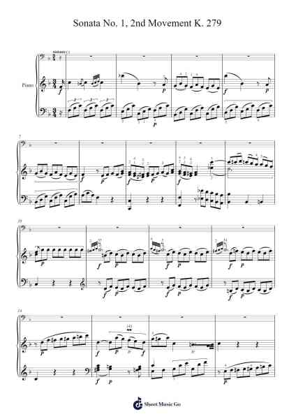 Piano Sonata No. 1 in C Major, K. 279: II. Andante Sheet Music by Wolfgang Amadeus Mozart-Arr.Gailmand