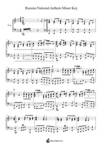 Russian National Anthem in Minor Key Sheet Music by Alexander Vasilyevich Alexandrov-Arr.Hearstjean