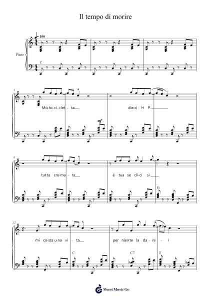 Il tempo di morire Sheet Music by Lucio Battisti-Arr.Dilfred Haro