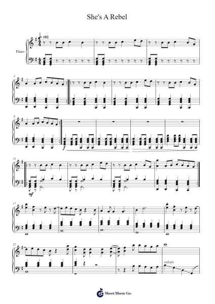 She's A Rebel Sheet Music by Green Day-Arr.Miketers Lcott