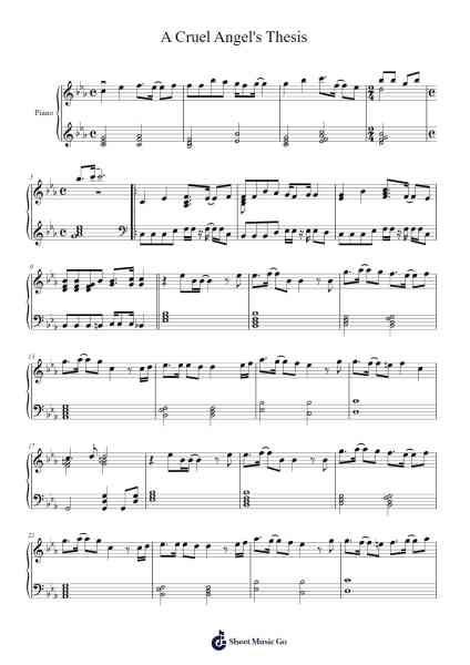 A Cruel Angel's Thesis Sheet Music by undefined-Arr.Rusden