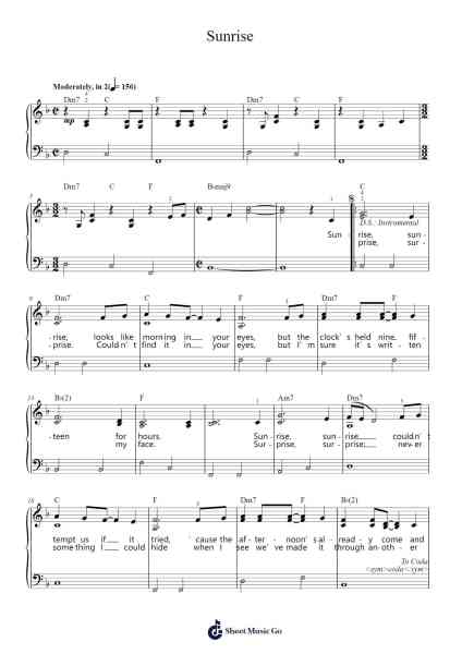 Sunrise Sheet Music by Norah Jones-Arr.Twainryl