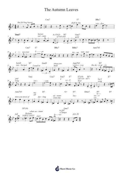 The Autumn Leaves Musica per pianoforte di Joseph Kosma - Arr.Maudfox Mikejames