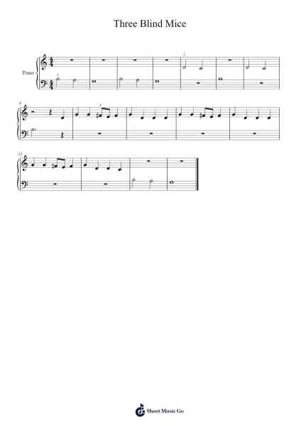 Three Blind Mice Sheet Music by Misc Children-Arr.Popgram Migcky