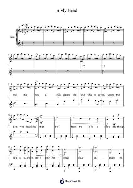 In My Head Sheet Music by Derivakat-Arr.Consdrow