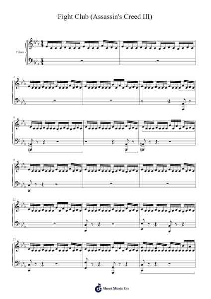 Fight Club (Assassin's Creed III) Sheet Music by Lorne Balfe-Arr.Fesey Elroyrian