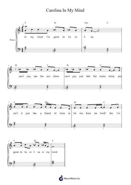 Carolina In My Mind Sheet Music by James Taylor-Arr.Dunbeck