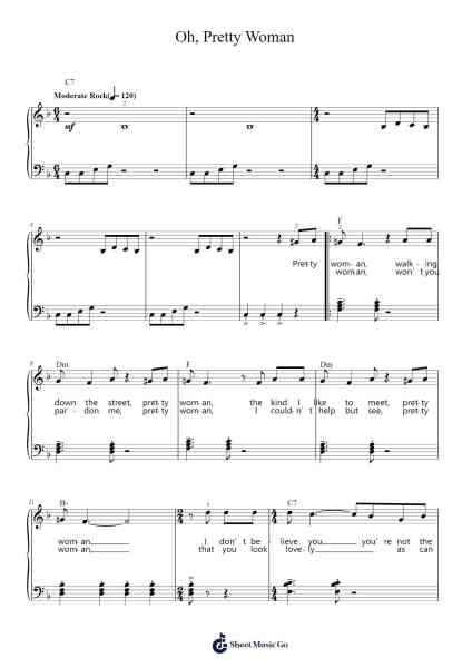 Oh, Pretty Woman Sheet Music by Roy Orbison-Arr.Beslop Millblair