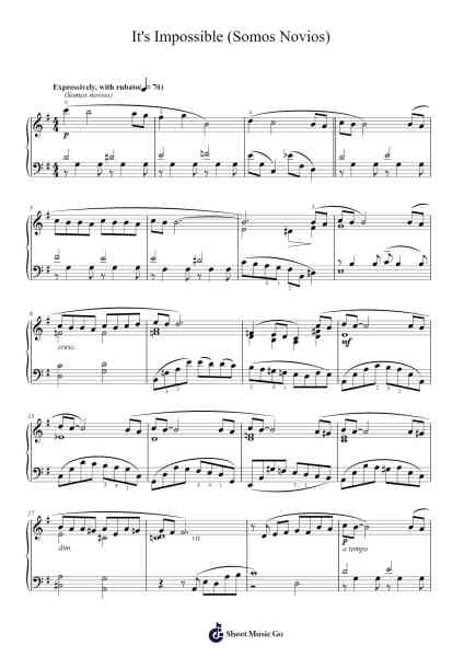 It's Impossible (Somos Novios) Sheet Music by Elvis Presley/Perry Como-Arr.Mccan