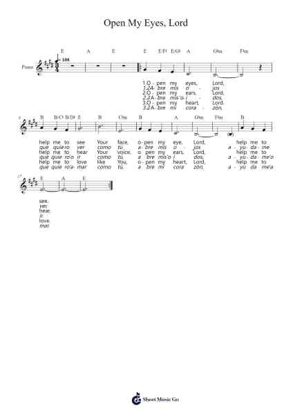 Open My Eyes, Lord Sheet Music by Jesse Manibusan-Arr.Sijeff