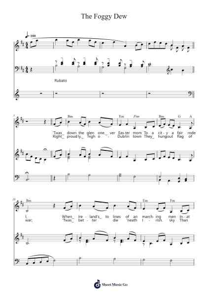 The Foggy Dew Sheet Music by Pat Clancy/Tom Clancy/Liam Clancy/Tommy Makem-Arr.Bobtab