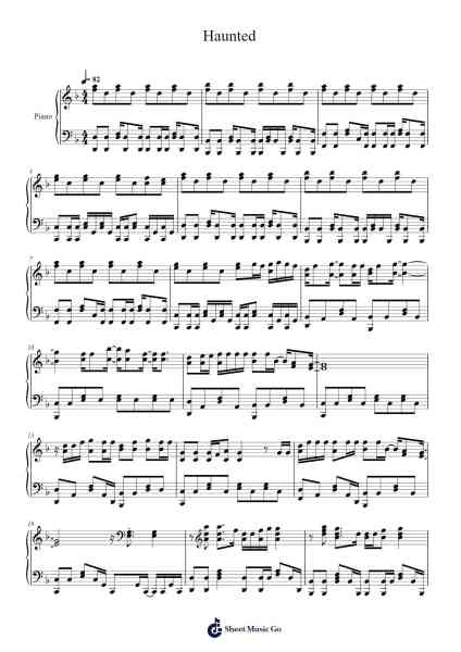 Haunted Musica per pianoforte di Taylor Swift - Arr.Blycarr