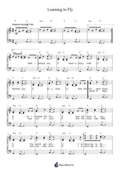 Learning to Fly Sheet Music by Tom Petty-Arr.Quingar