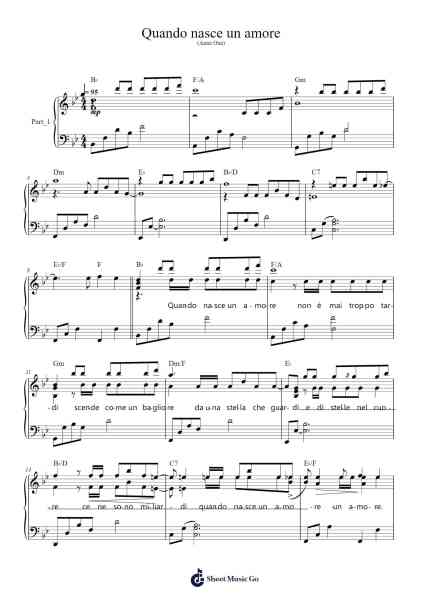 Quando nasce un amore Sheet Music by Anna Oxa-Arr.Dwightbright