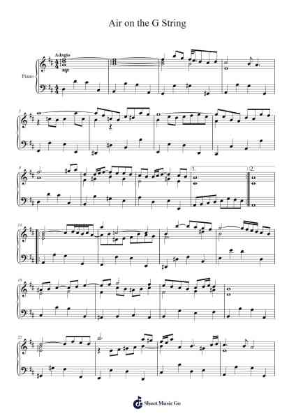 Orchestral Suite No. 3 in D Major, BWV 1068: II. Air Sheet Music by Johann Sebastian Bach-Arr.Agsean