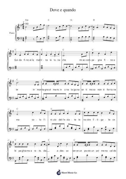 Dove e quando Sheet Music by Benji e Fede-Arr.Chrisphael Reedno