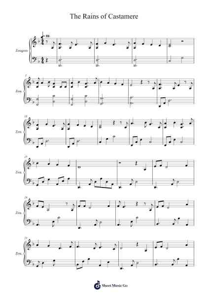 The Rains of Castamere Sheet Music by Mark Kristensen-Arr.Temvogt Roblome