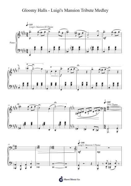 Gloomy Halls - Luigi's Mansion Tribute Medley Sheet Music by Kazumi Totaka-Arr.Oryet Zosoll