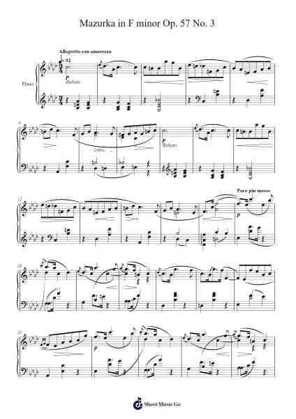 Mazurka in F Minor, Op. 57 No. 3 Sheet Music by Anatoly Lyadov-Arr.Spenchi Gushall
