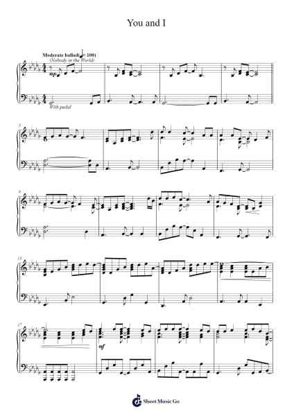 You and I Sheet Music by John Legend-Arr.Gailma
