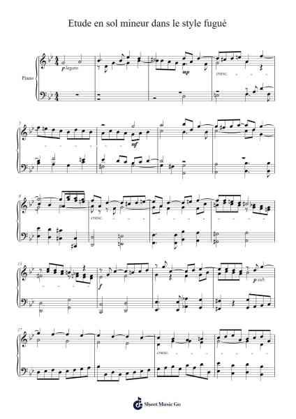 Etude en sol mineur dans le style fugué Sheet Music by Alexandre Dubuque-Arr.Odefred