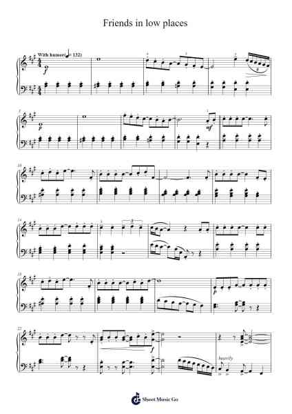 Friends in low places Sheet Music by Garth Brooks-Arr.Dubob