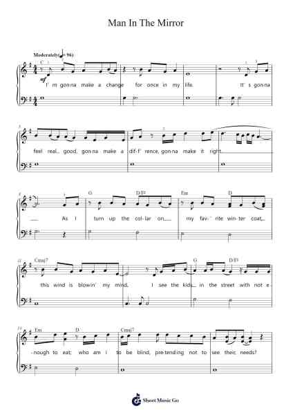 Man In The Mirror Sheet Music by Glee Cast-Arr.Charmie