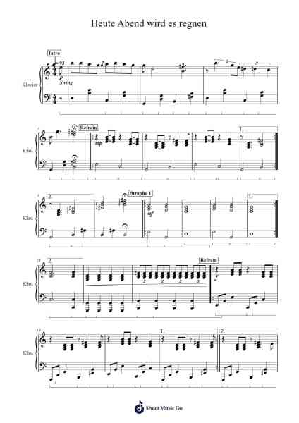 Heute Abend wird es regnen Sheet Music by AnnenMayKantereit-Arr.Toutfey
