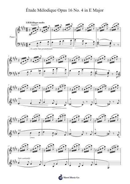 Étude Mélodique Opus 16 No. 4 in E Major Sheet Music by Stephen Heller-Arr.Snowcol