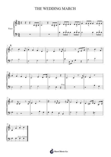 THE WEDDING MARCH Sheet Music by Mendelssohn-Arr.Temchell Thompro