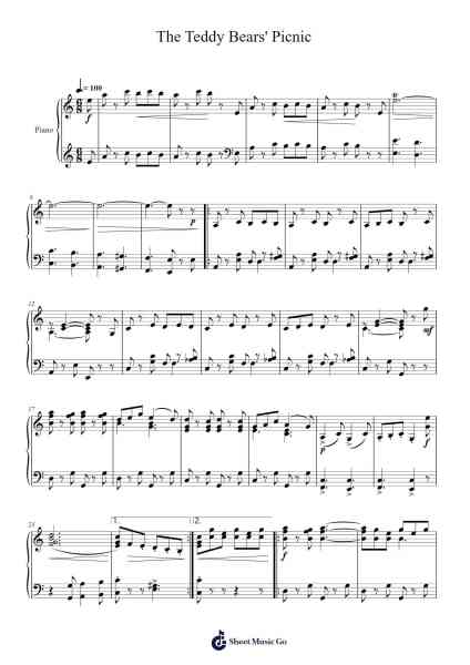 The Teddy Bears' Picnic Musica per pianoforte di John Walter Bratton - Arr.Muthia Upsay