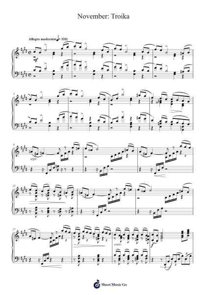 The Seasons, Op. 37a: XI. November "Troika" Sheet Music by Toby Fox-Arr.Cofvey Fieldmeo