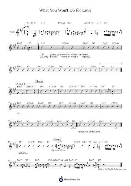 What You Won't Do for Love Sheet Music by Bobby Caldwell-Arr.Swinale Reedria