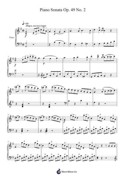 Piano Sonata No. 20 in G Major, Op. 49, No. 2 Sheet Music by Ludwig van Beethoven-Arr.Joanke Piersy