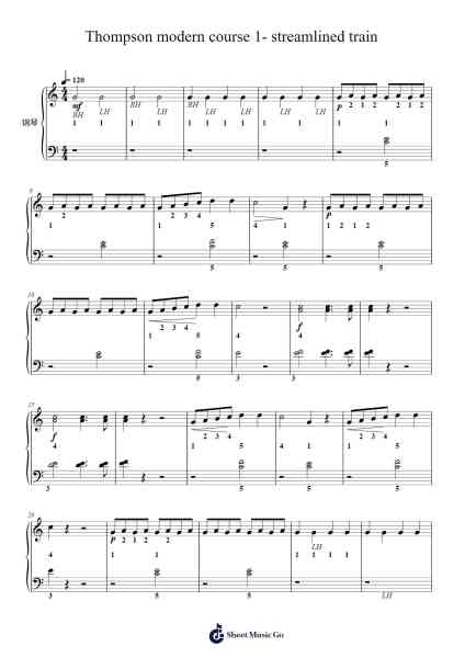 Thompson modern course 1- streamlined train Sheet Music by John Thompson-Arr.Temlouie Ramsjo