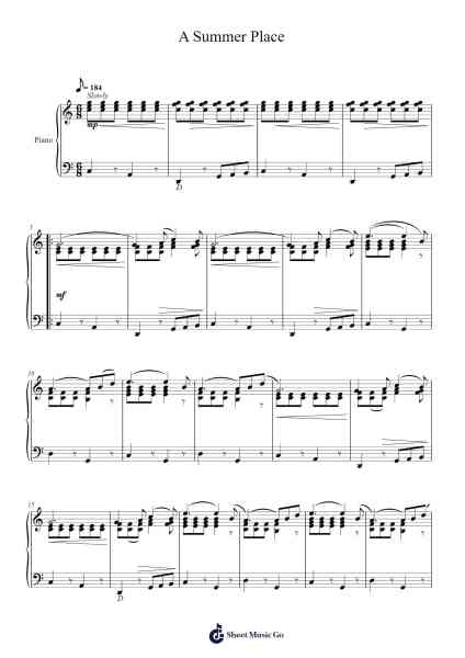 A Summer Place Sheet Music by Max Steiner-Arr.Greenlew