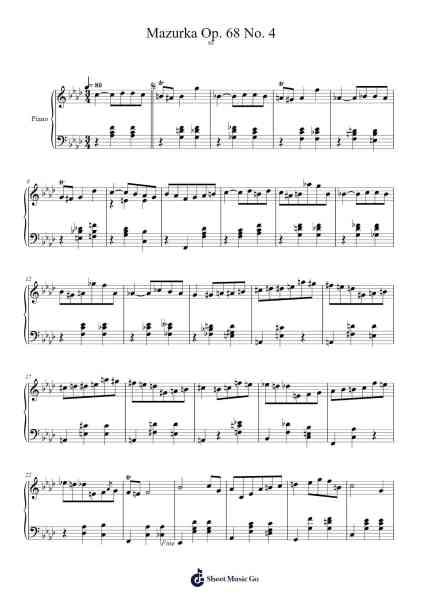 Mazurka in F Minor, Op. 68, No. 4 - posth. Sheet Music by Frédéric Chopin-Arr.Noelpiers Sonmann