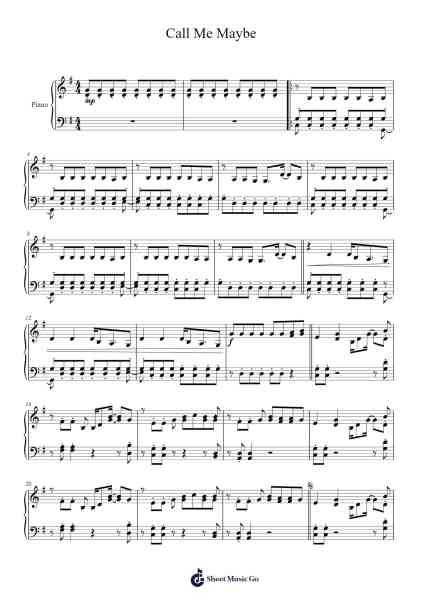 Call Me Maybe Sheet Music by Carly Rae Jepsen-Arr.Cookwebb