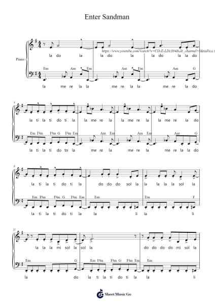 Enter Sandman Sheet Music by Metallica-Arr.Dukegan Leighfaithe