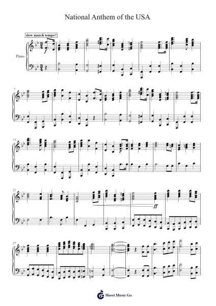 National Anthem of the USA Sheet Music by Francis Scott Key-Arr.Besquinn