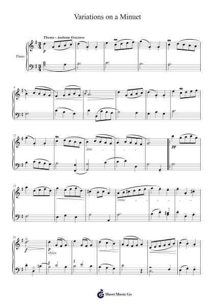 Variations on a Minuet Sheet Music by Mipag Windlotte-Arr.Palo