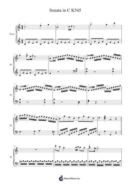 Sonata in C Major, K. 545 Sheet Music by Wolfgang Amadeus Mozart-Arr.Yecent