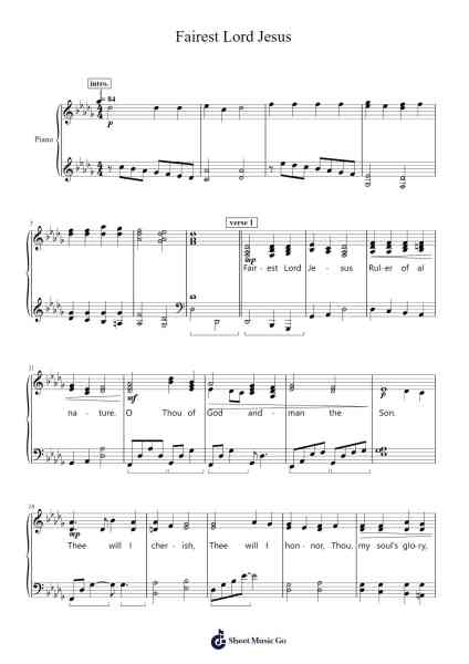 Fairest Lord Jesus Sheet Music by Münsterisch Gesangbuch-Arr.Vithel