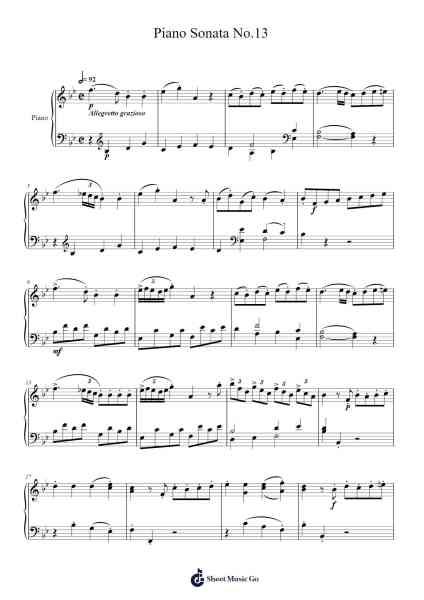 Piano Sonata No. 13 Sheet Music by Wolfgang Amadeus Mozart-Arr.Ruthfitch Jackjoy