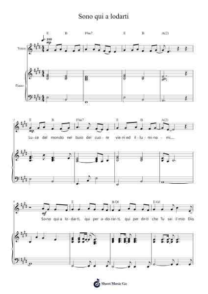 Sono qui a lodarti Sheet Music by Rns-Arr.Pistal