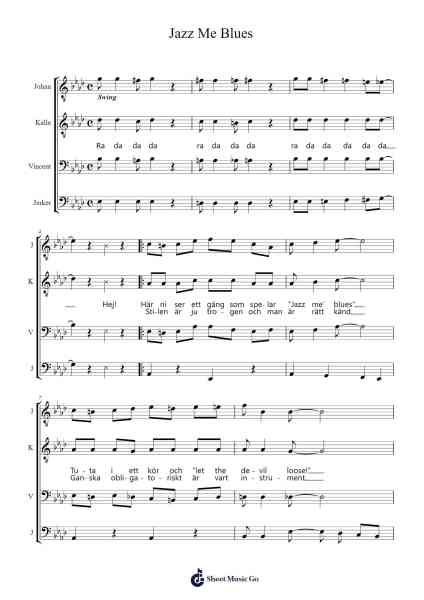 Jazz Me Blues Notenblatt von Tom Delaney/Povel Ramel-Arr.Kylenus Minruth